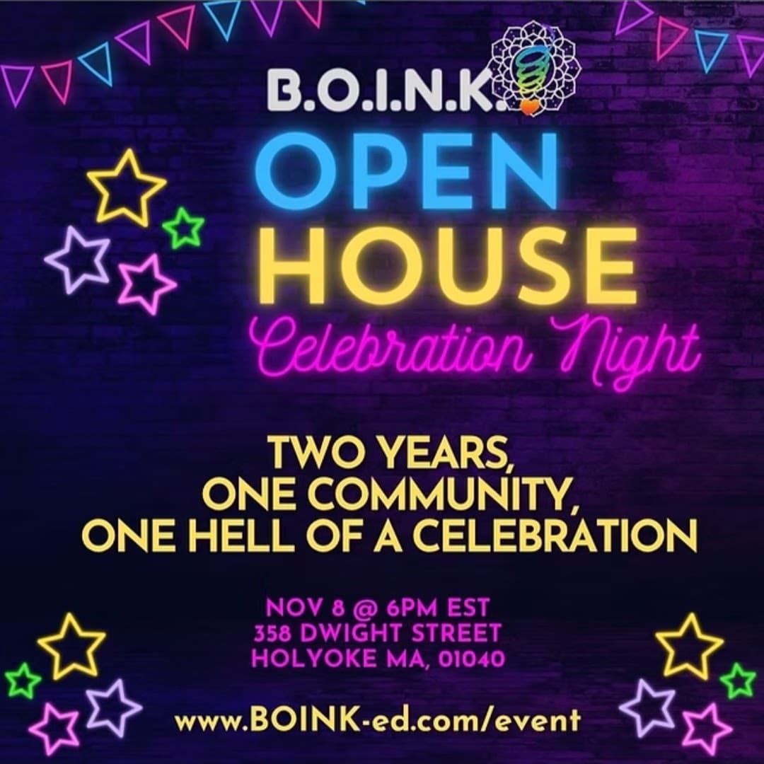 Yearly Open House: Two Years, One Community! event branding