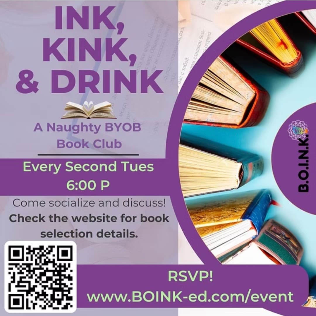 Ink, Kink, & Drink - A Naughty BYOB Book Club event branding